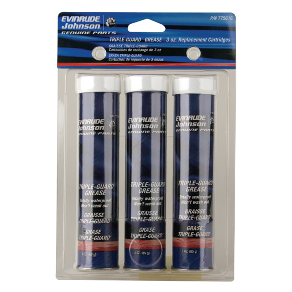 Evinrude/Johnson Triple-Guard Grease, Cartridge 3-Pack - 3 oz. - 0775616, 775616