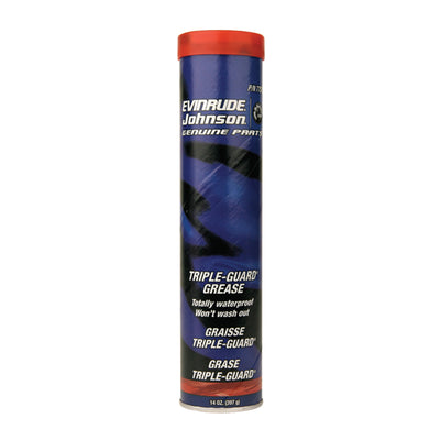 This is a 14 ounce cartridge of Evinrude Triple Guard Grease, part number 0775776, 775776.