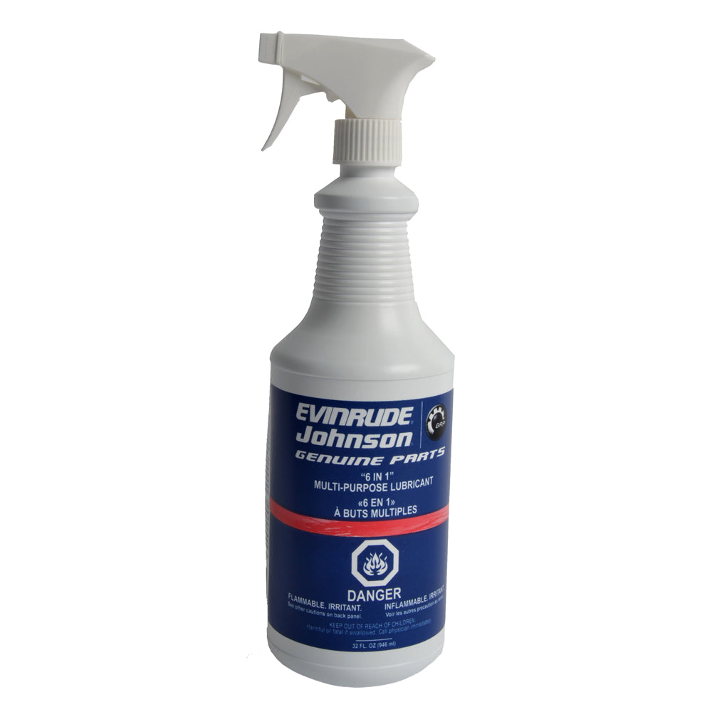 This is a 32 ounce bottle of Evinrude/Johnson 6-in-1 Lubricant, part number 0775782.
