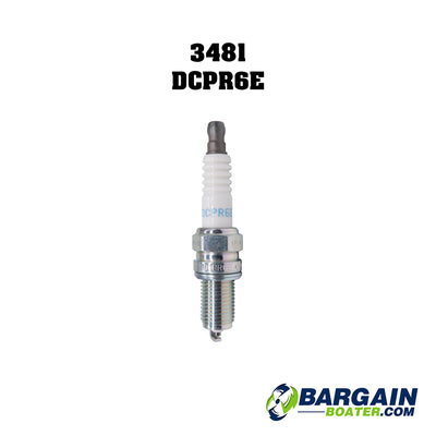 This is an NGK 3481 DCPR6E Spark Plug for Evinrude/Johnson 2-Stroke outboard motors (5031287).