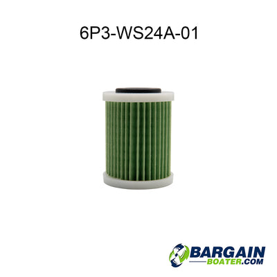This is a Yamaha outboard marine fuel filter, part number 6P3-WS24A-02-00, that supersedes to new part number 6P3-WS24A-02-00.