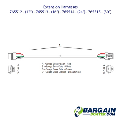 765515 - 30" Extension Harness - Evinrude ICON Gauge System