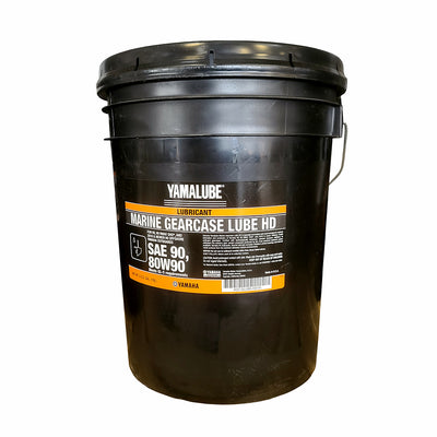 This is a 5 Gallon pail of Yamaha Marine Gearcase Lubricant, part number ACC-GEARL-UB-05.