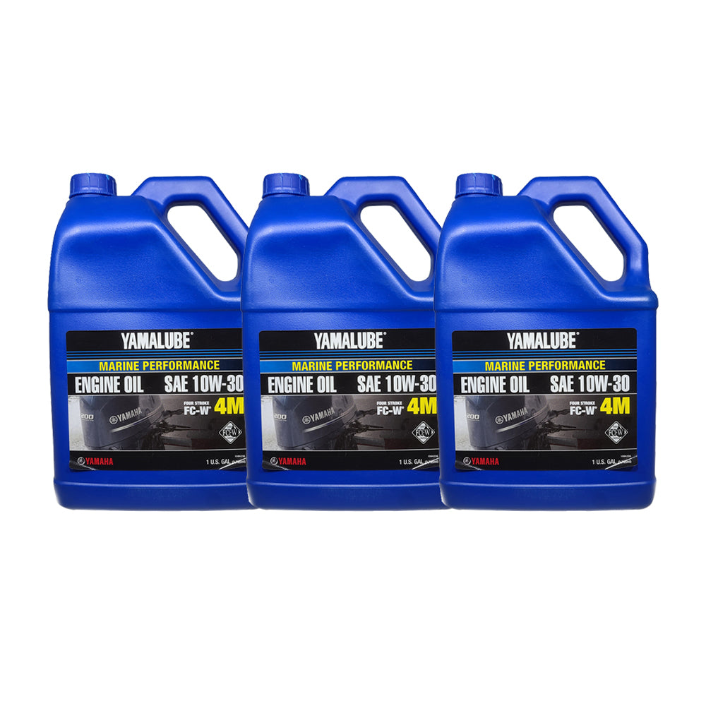 Yamaha - LUB-10W30-FC-04 - 4M FC-W Synthetic Blend, 4-Stroke Motor Oil - Gallon 3-Pack