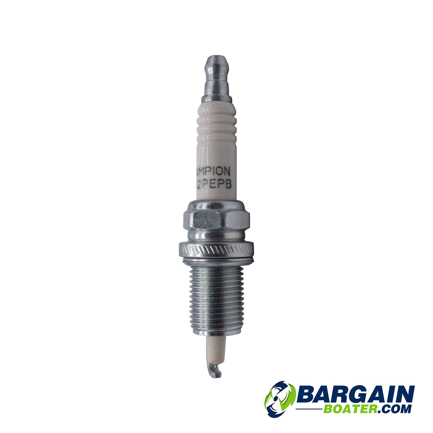This is an Evinrude/Johnson, Champion (QC12PEPB), E-TEC 2-Stroke Spark Plug (5006525) for outboard motors.